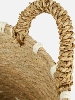 Cesta De Cuerda Tejida Con Detalle De Ganchillo