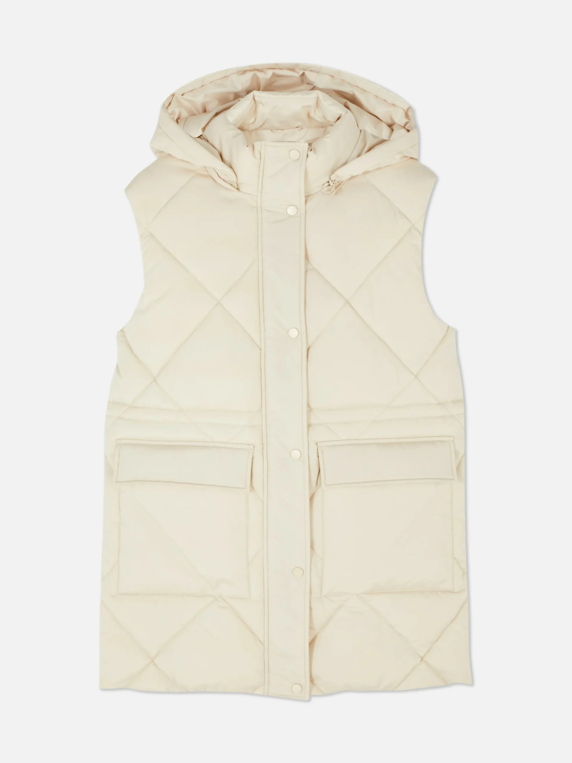 Chaleco Acolchado Largo Con Capucha