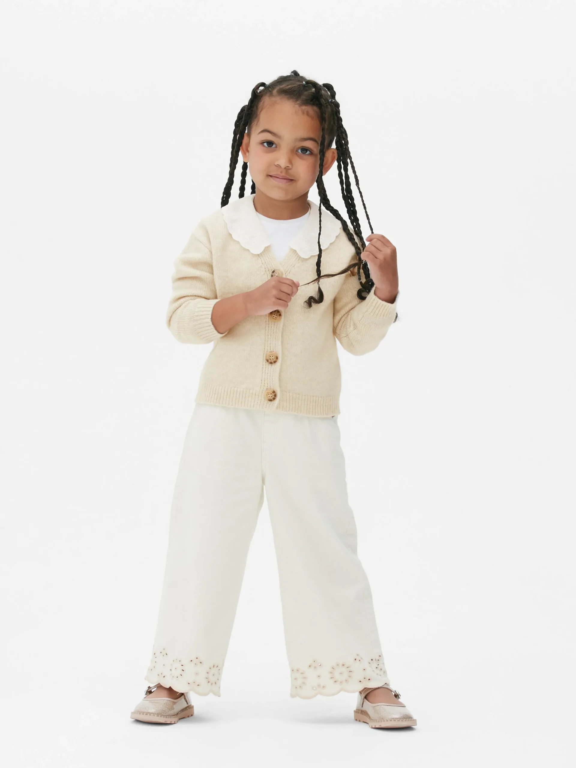 Chaqueta De Punto Con Cuello Bordado