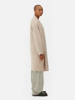 Chaqueta Larga De Punto Con Cuello Esmoquin