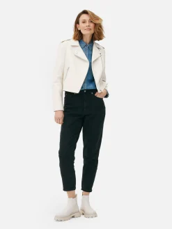 Chaqueta Motera Básica De Cuero Sintético