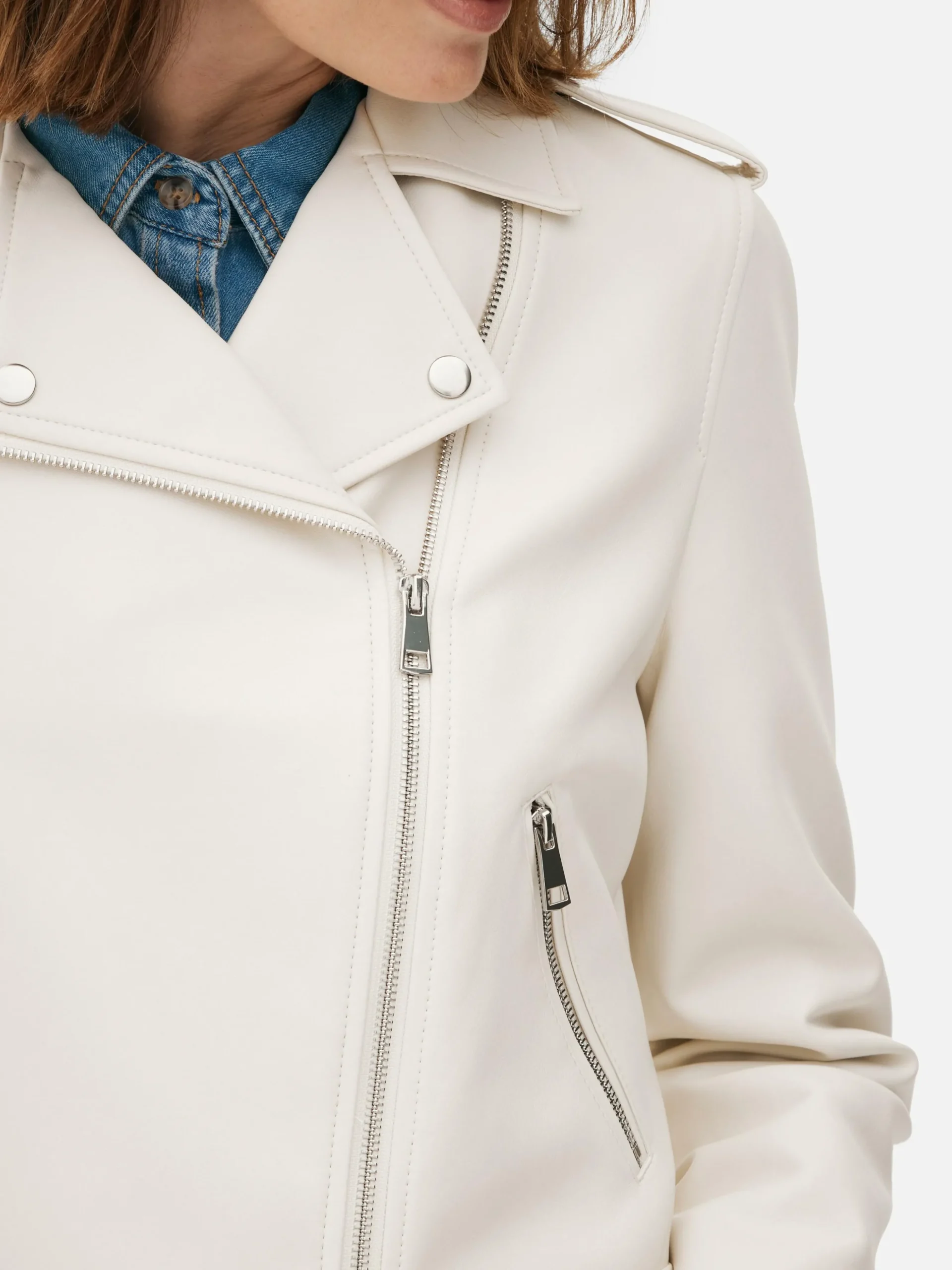 Chaqueta Motera Básica De Cuero Sintético