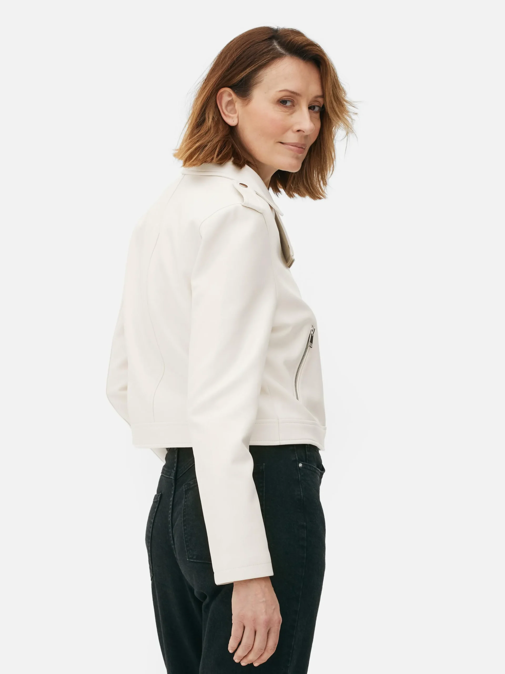 Chaqueta Motera Básica De Cuero Sintético