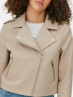 Chaqueta Motera Básica De Cuero Sintético