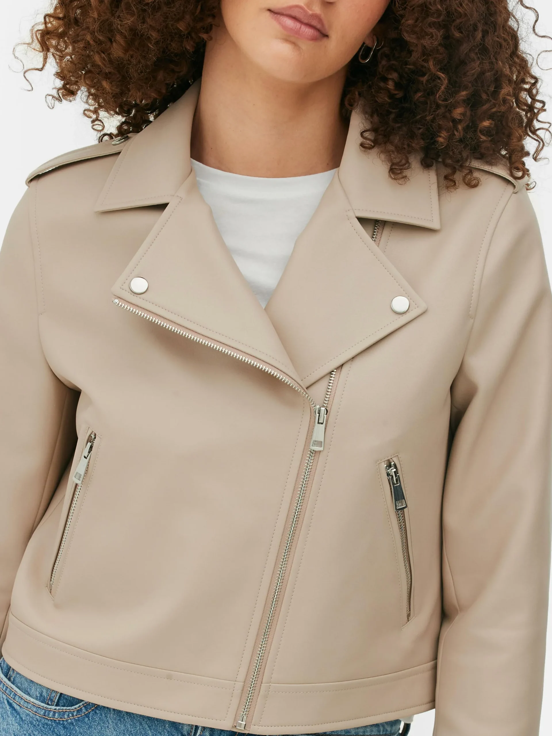 Chaqueta Motera Básica De Cuero Sintético