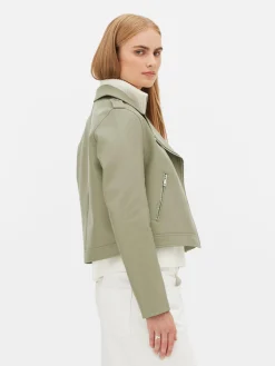 Chaqueta Motera Básica De Cuero Sintético