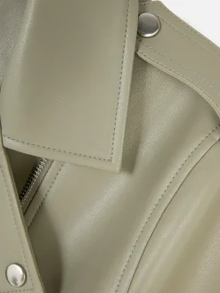 Chaqueta Motera Básica De Cuero Sintético