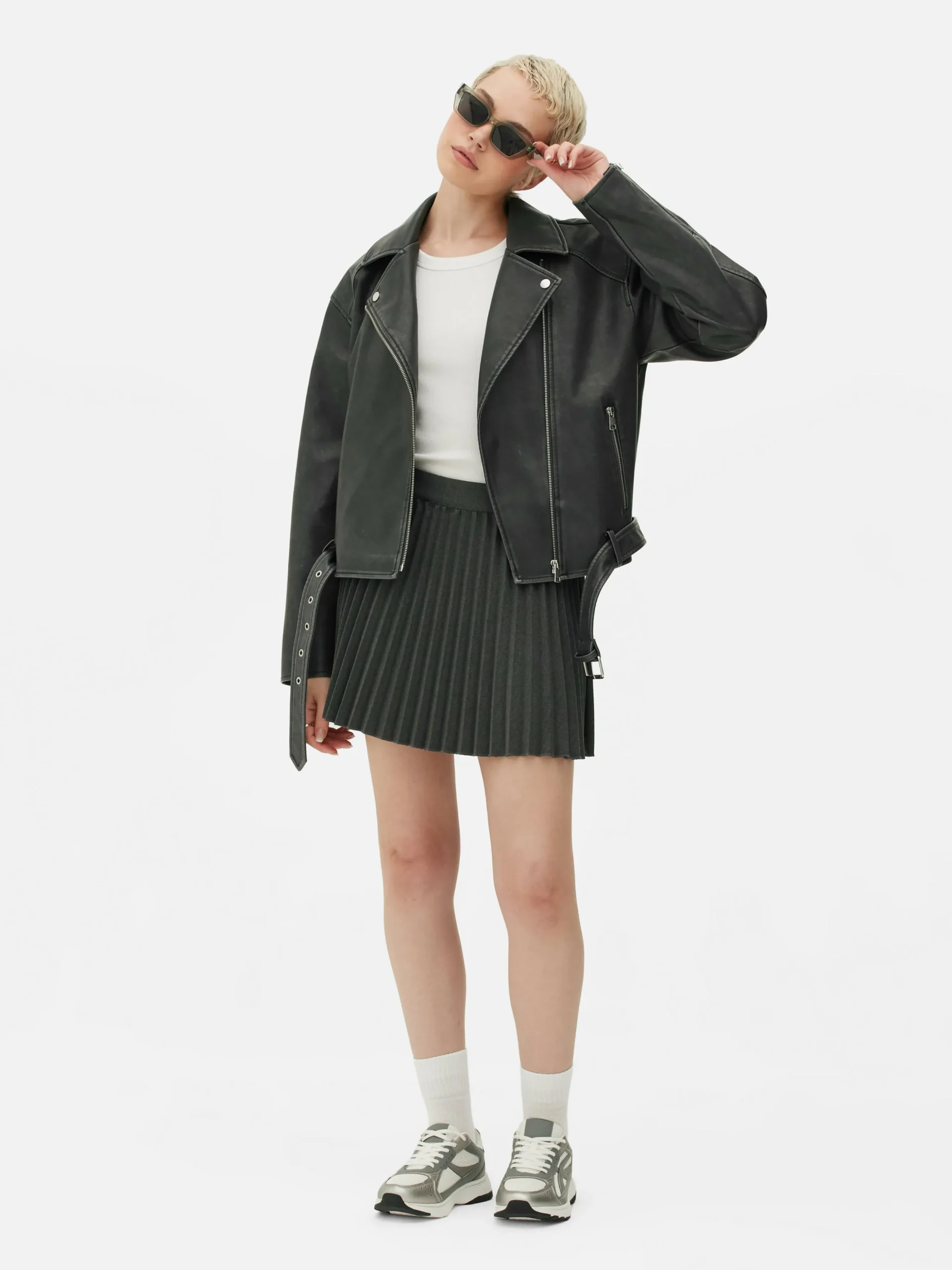 Chaqueta Motera De Piel Sintética Efecto Desgastado