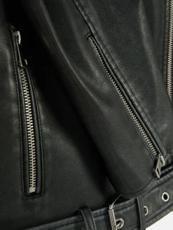 Chaqueta Motera De Piel Sintética Efecto Desgastado