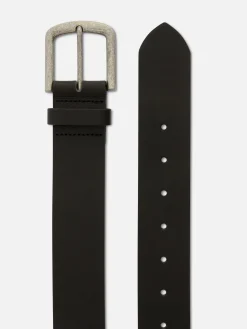 Cinturón De Piel Con Hebilla Cuadrada