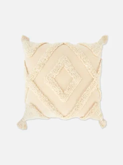 Cojín Cuadrado Y Mullido Con Borlas