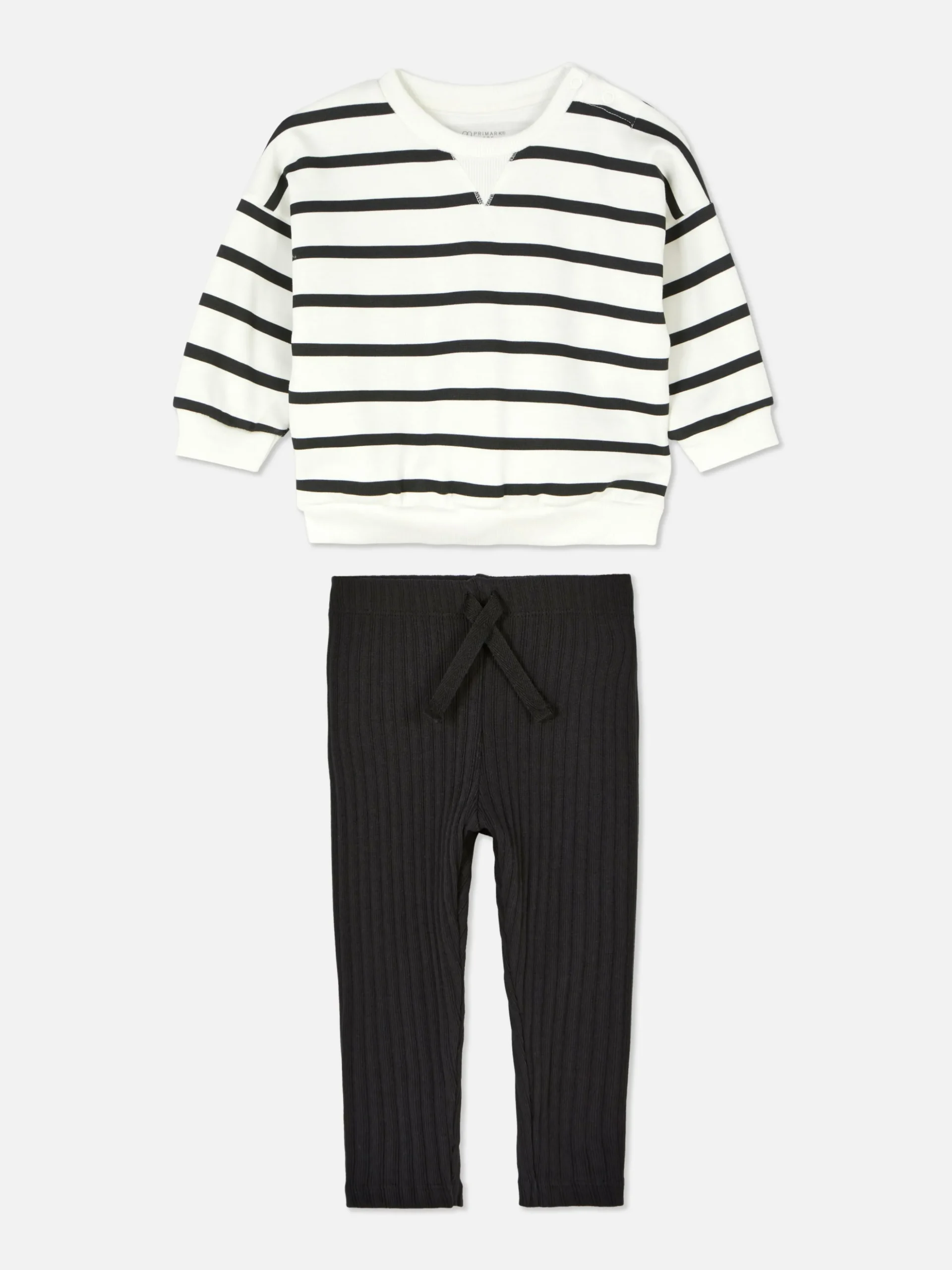 Conjunto De Sudadera A Rayas Y Leggings De Canalé