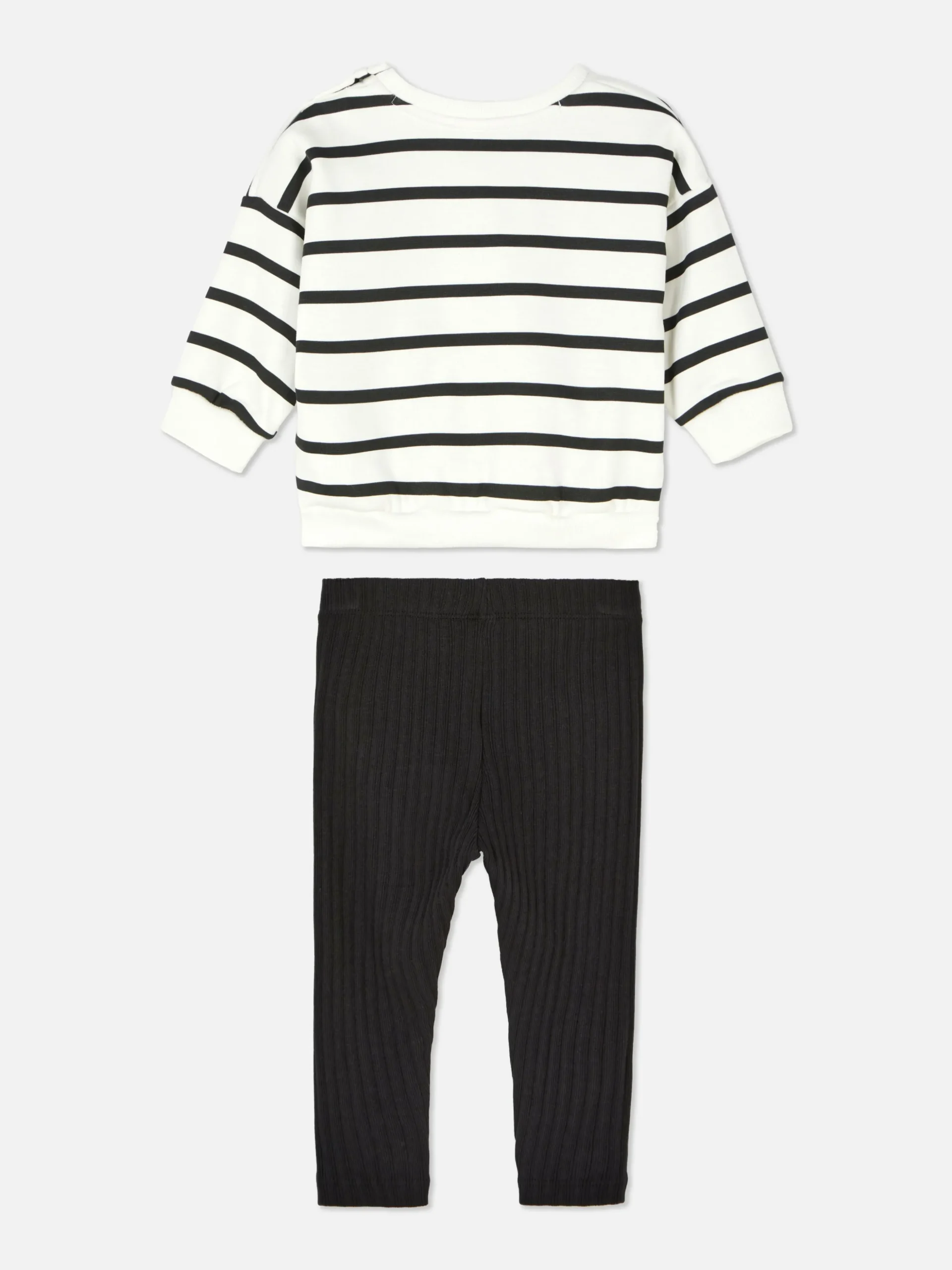 Conjunto De Sudadera A Rayas Y Leggings De Canalé