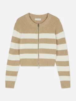 Cárdigan A Rayas Con Cremallera Bidireccional