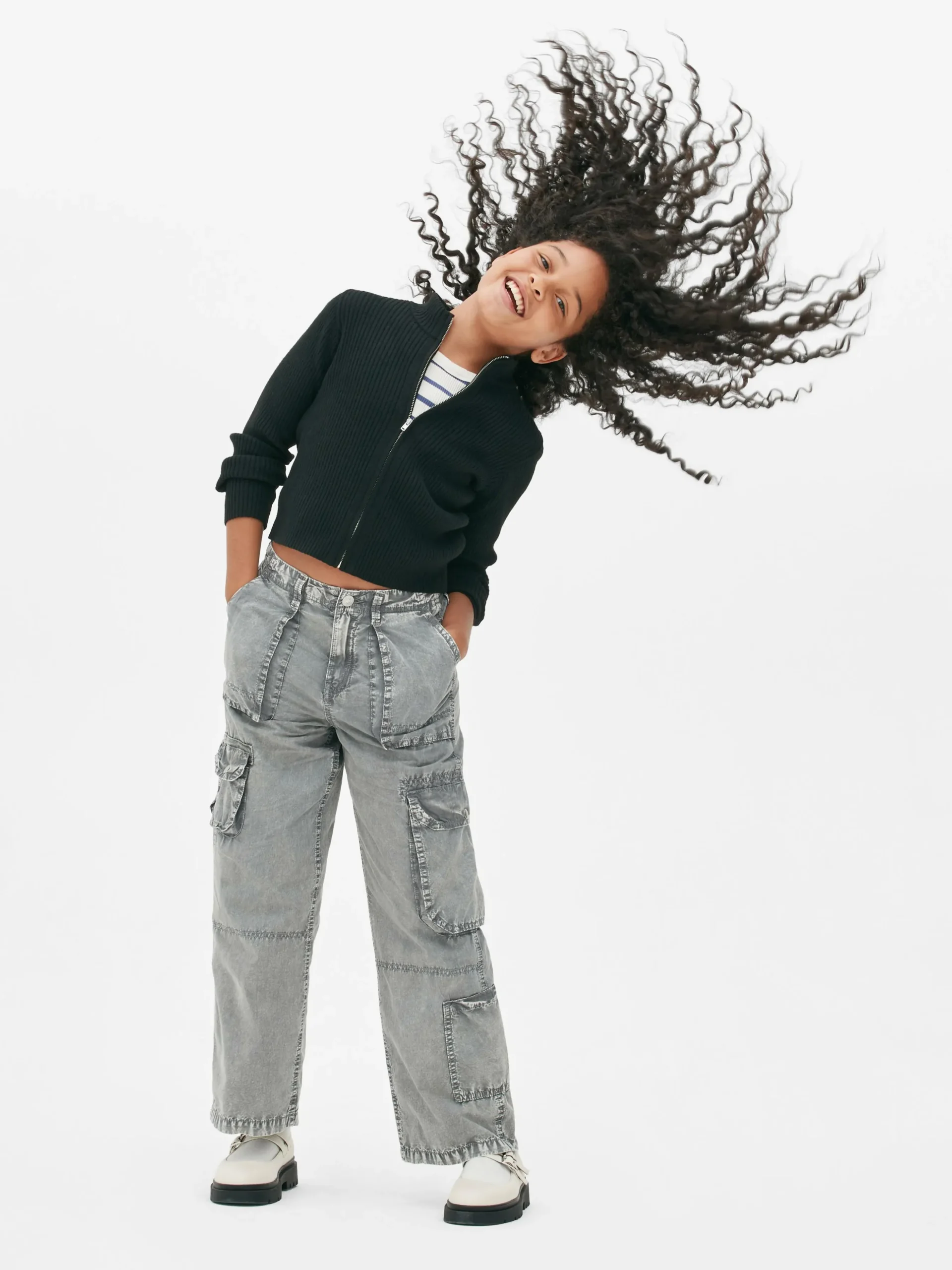 Cárdigan Acanalado Con Cremallera