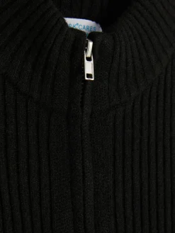 Cárdigan Acanalado Con Cremallera