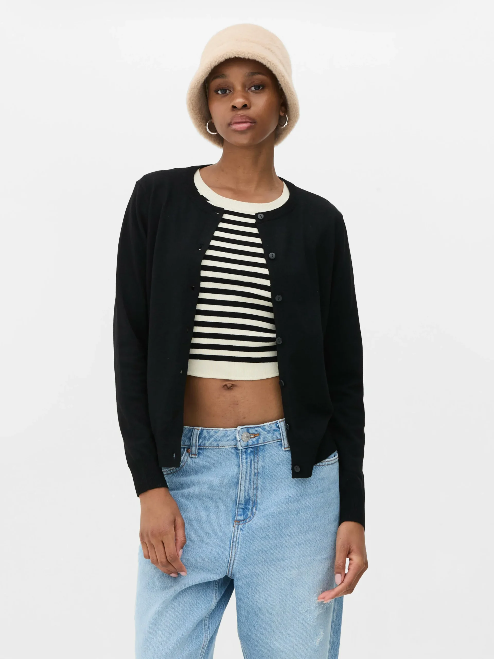 Cárdigan Clásico De Cuello Redondo