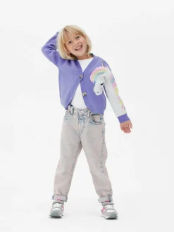 Cárdigan Con Cuello De Pico Con Unicornio