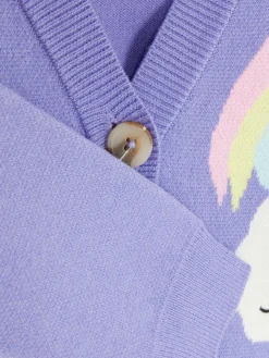 Cárdigan Con Cuello De Pico Con Unicornio