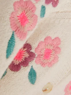 Cárdigan Con Flores Bordadas