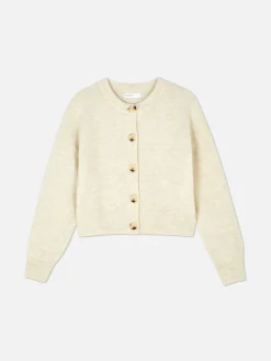 Cárdigan De Cuello Redondo Con Botones