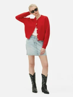 Cárdigan De Cuello Redondo Con Botones