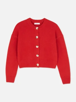 Cárdigan De Cuello Redondo Con Botones