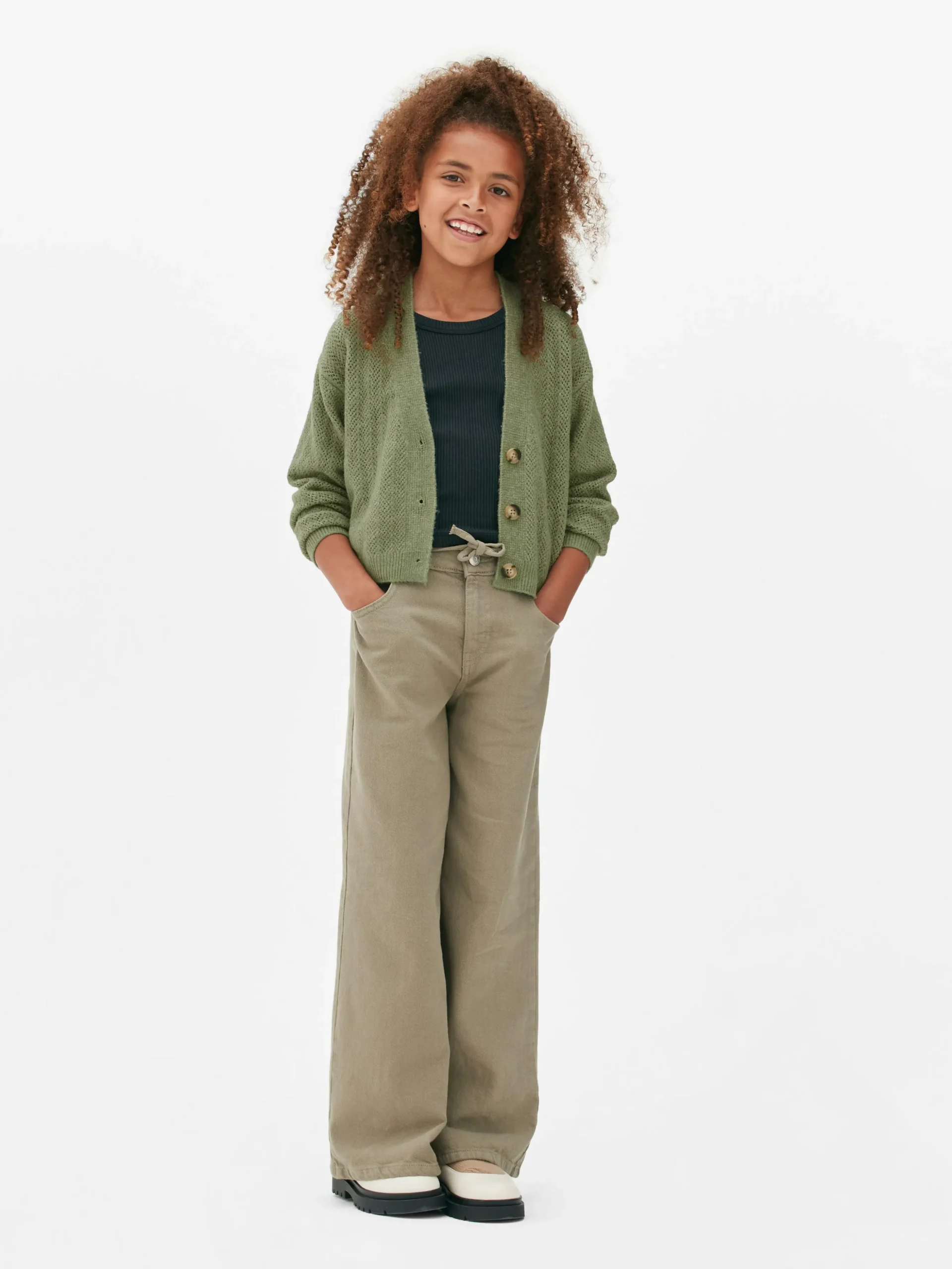 Cárdigan De Punto Calado Con Cuello De Pico