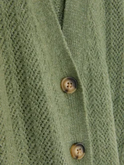 Cárdigan De Punto Calado Con Cuello De Pico