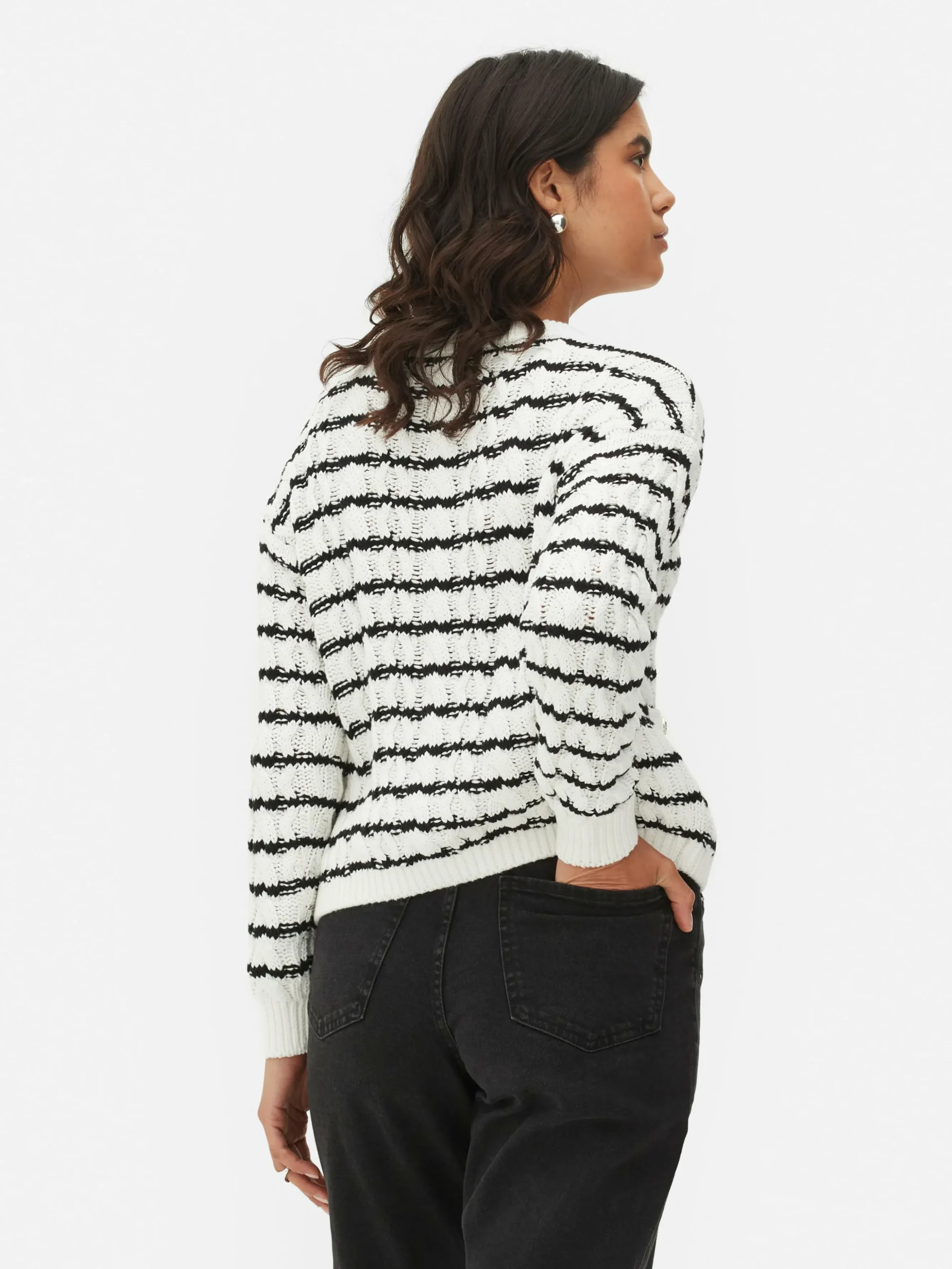 Cárdigan De Punto De Ochos A Rayas