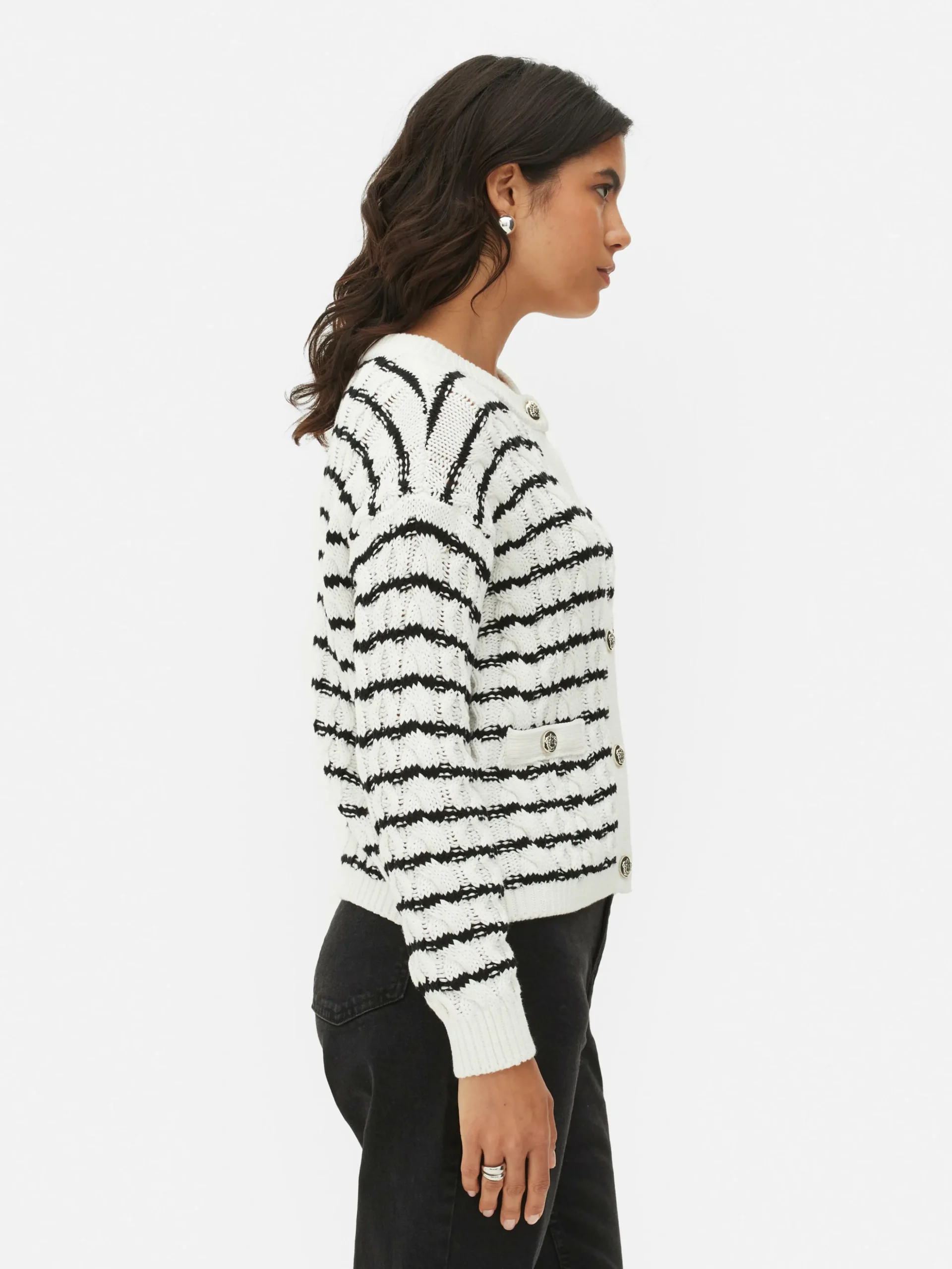 Cárdigan De Punto De Ochos A Rayas