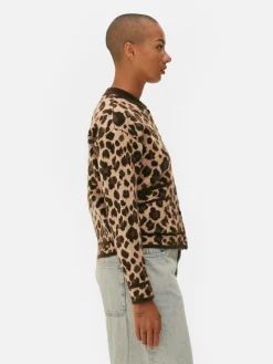 Cárdigan Tipo Bómber Con Estampado De Leopardo