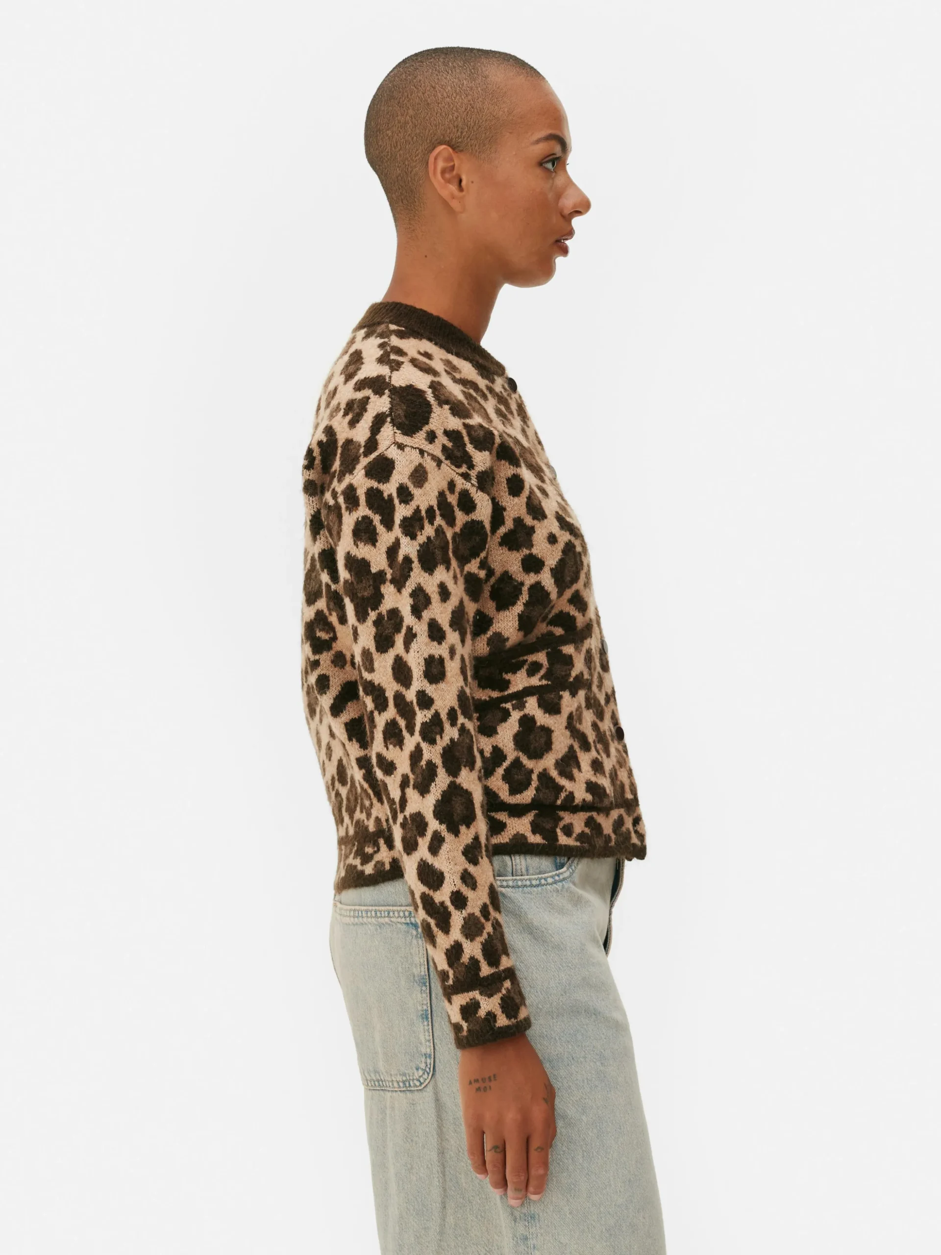 Cárdigan Tipo Bómber Con Estampado De Leopardo
