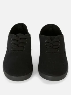 Deportivas De Lona Con Cordones