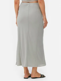 Falda Midi Con Superposición De Malla Combinable