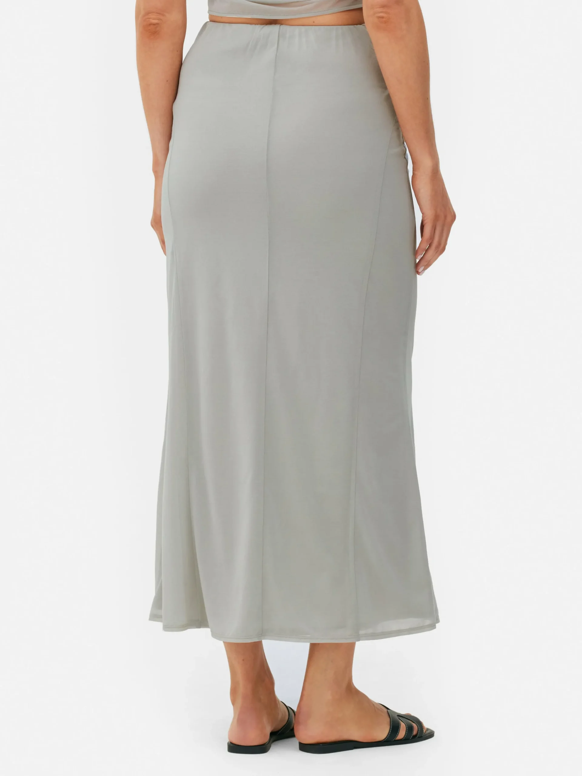 Falda Midi Con Superposición De Malla Combinable