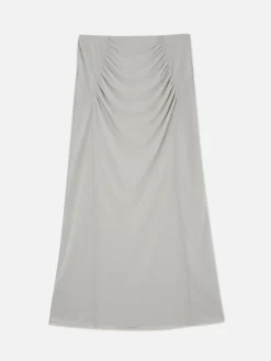 Falda Midi Con Superposición De Malla Combinable