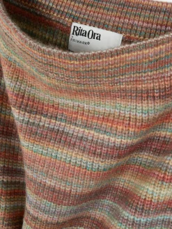 Falda Midi De Punto A Rayas De Rita Ora