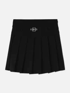 Falda Plisada Con Cinturón Con Hebilla