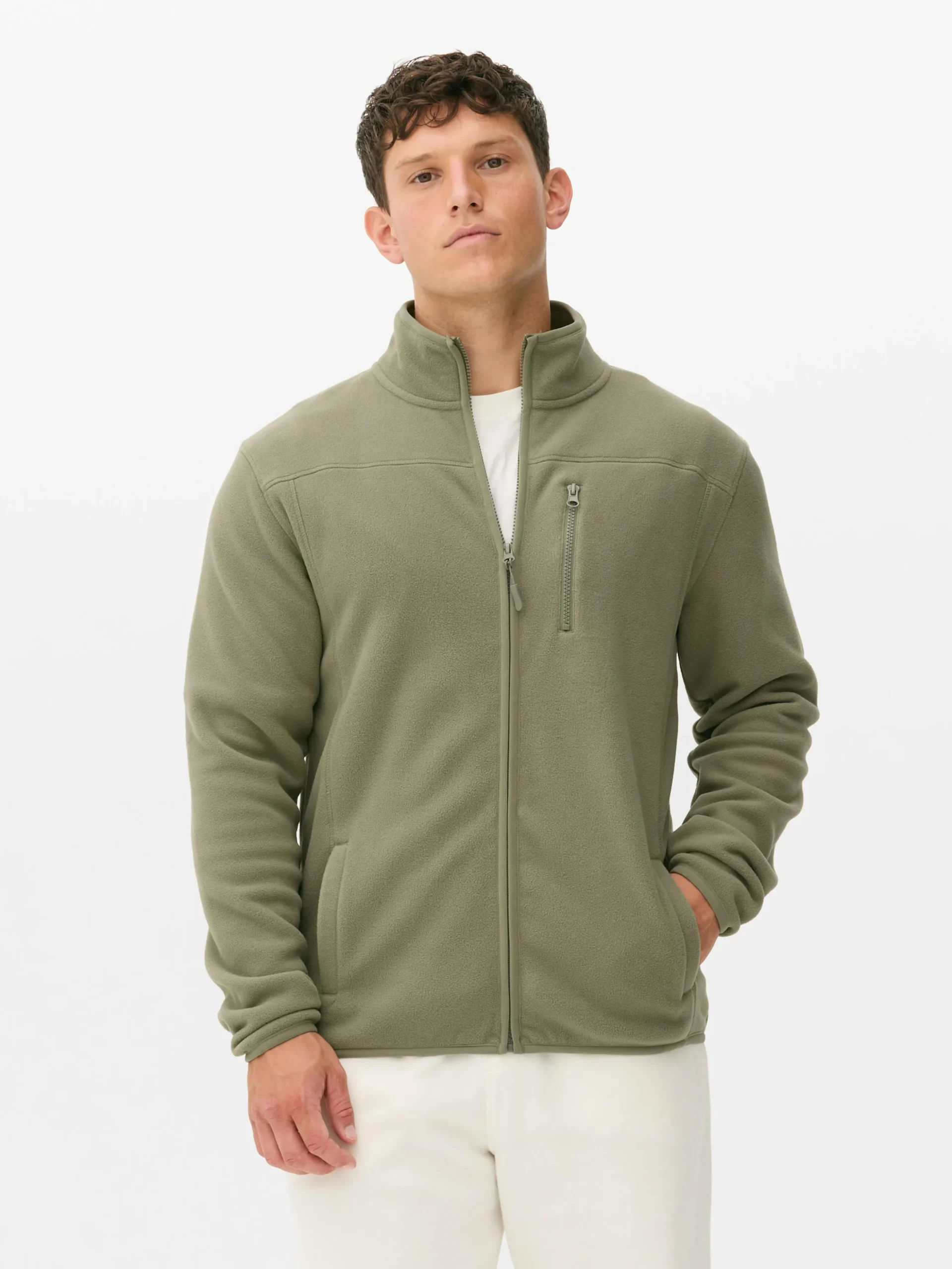 Forro Polar Con Cremallera Y Cuello Chimenea