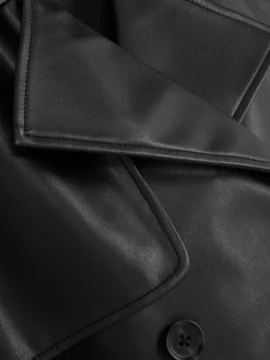 Gabardina De Piel Sintética Corta