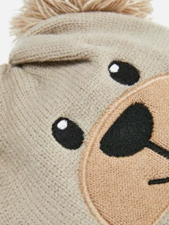 Gorro De Punto De Osito Con Pompón