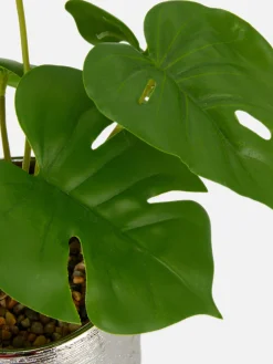 Helecho Artificial En Maceta Plateada