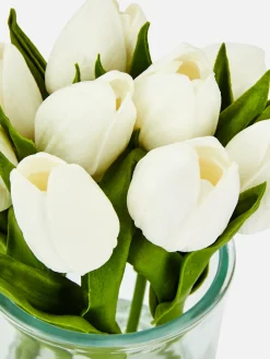 Jarrón De Vidrio Con Tulipanes Artificiales