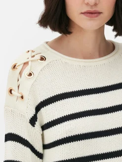 Jersey A Rayas Con Hombros Enrejados