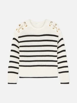 Jersey A Rayas Con Hombros Enrejados