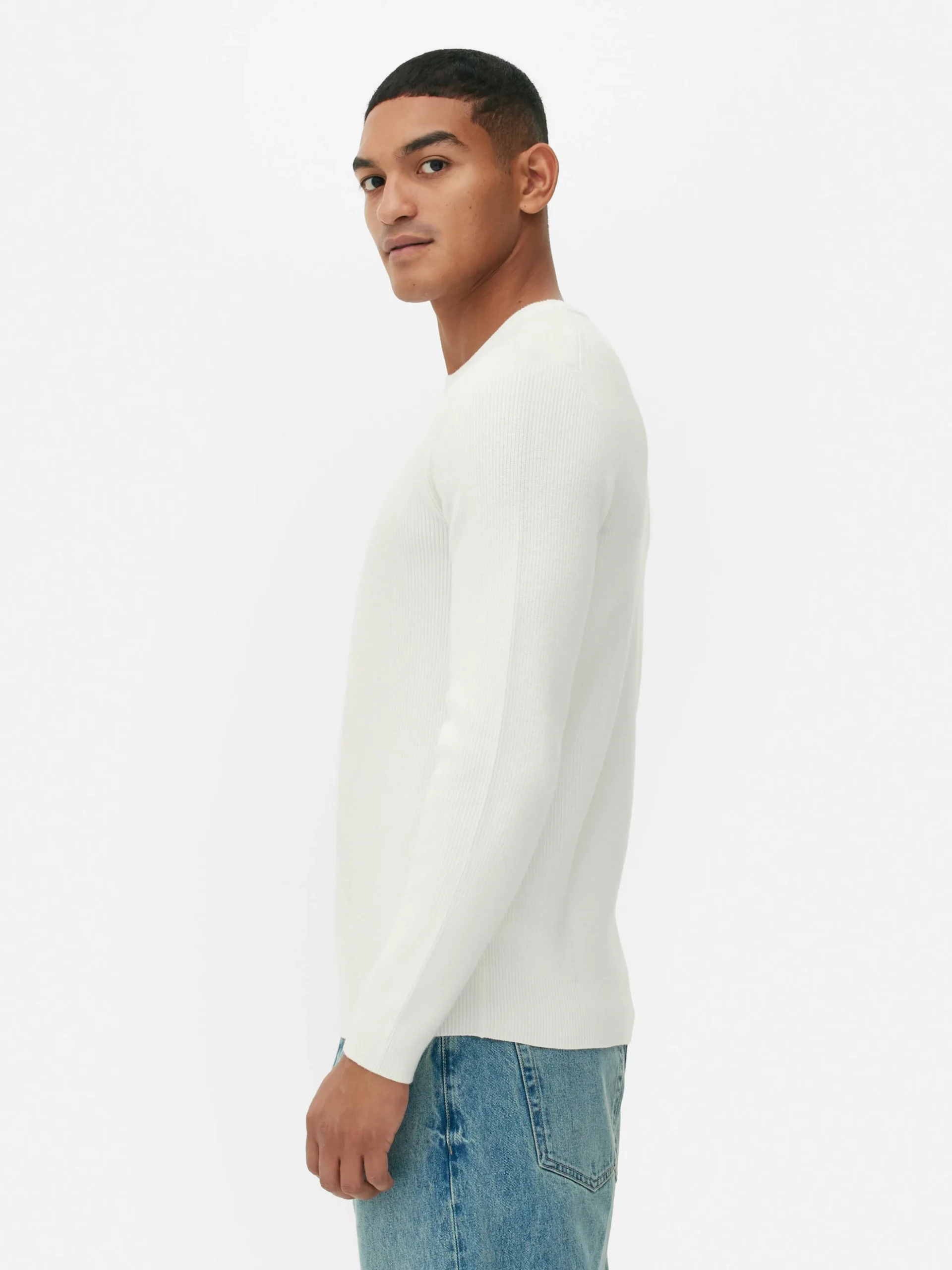 Jersey Acanalado Con Cuello Redondo