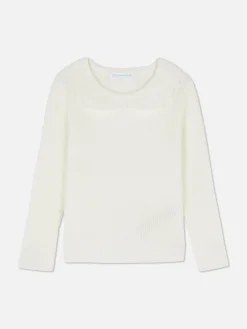 Jersey Acanalado Con Volante En El Cuello