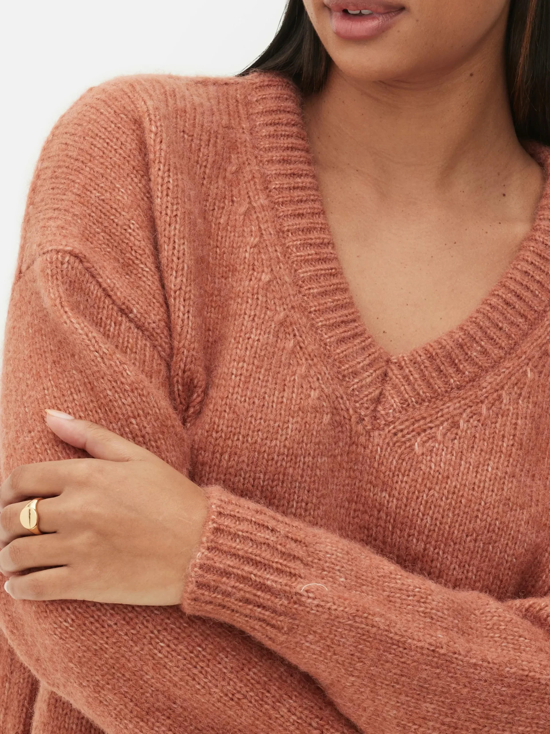 Jersey De Corte Recto Con Cuello De Pico