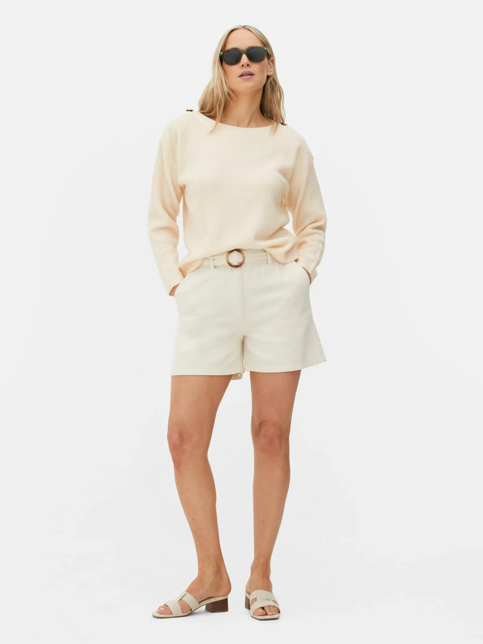 Jersey De Cuello Barco Con Botones En Los Hombros